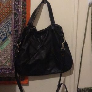 Minelli Leather Convertible Hobo/Crossbody Bag